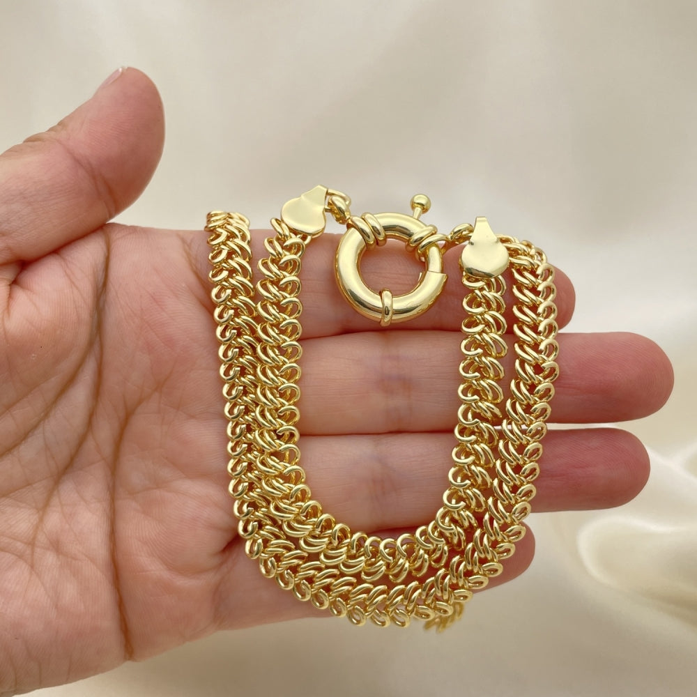 Oro Laminado Necklace and Bracelet, Gold Filled Style Polished, Golden Finish