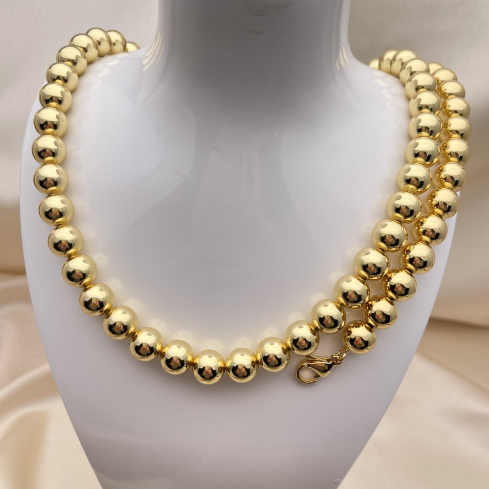 Oro Laminado Necklace and Bracelet, Gold Filled Style Ball Design, Polished, Golden Finish