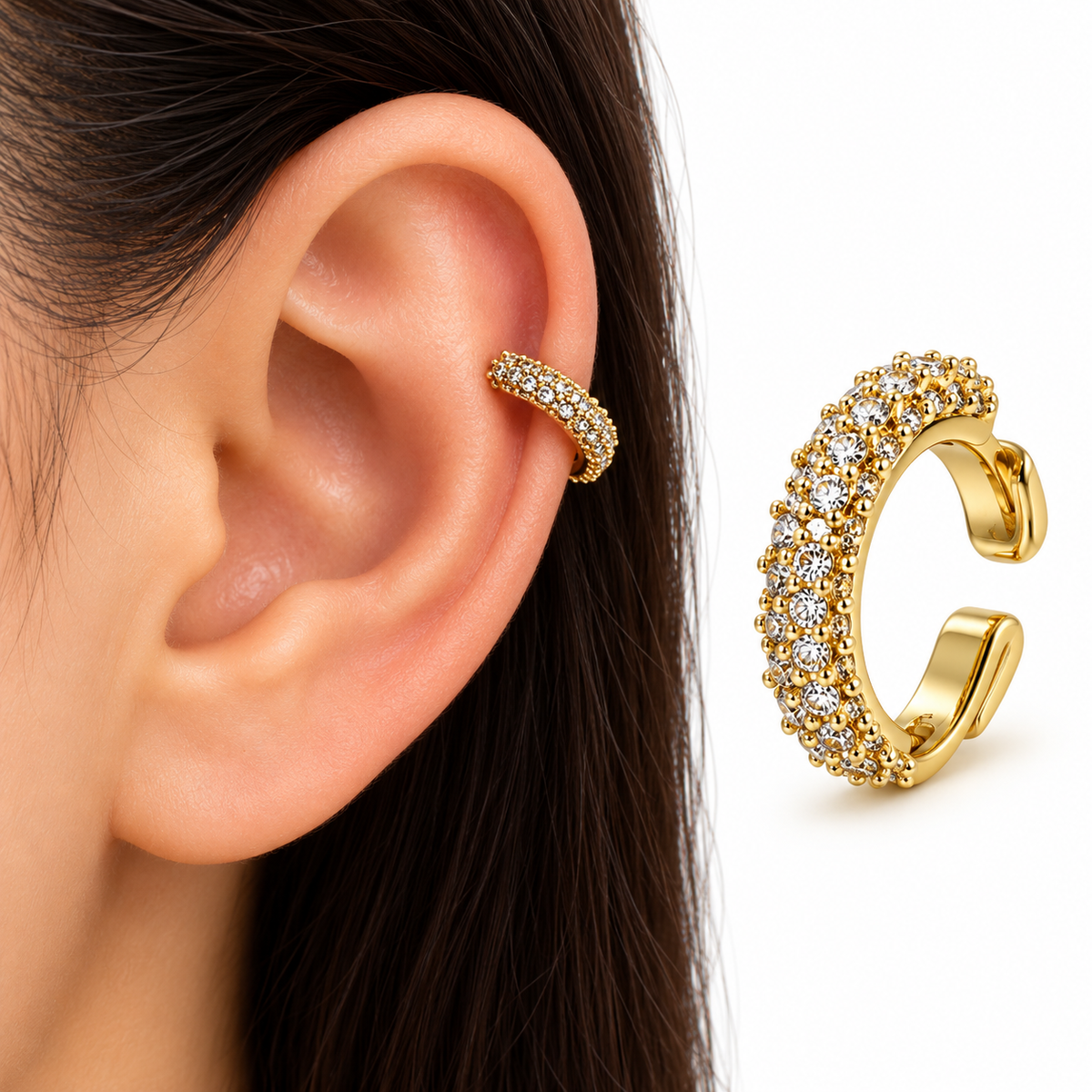 Ear Cuff Dorado con Brillantes