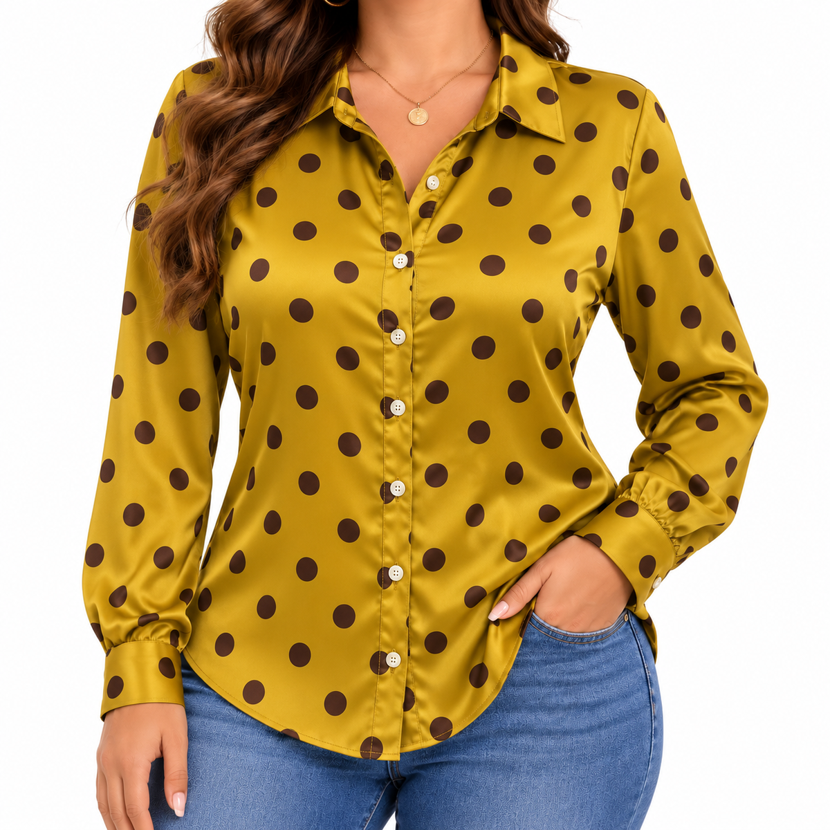 Camisa Lunares Mostaza