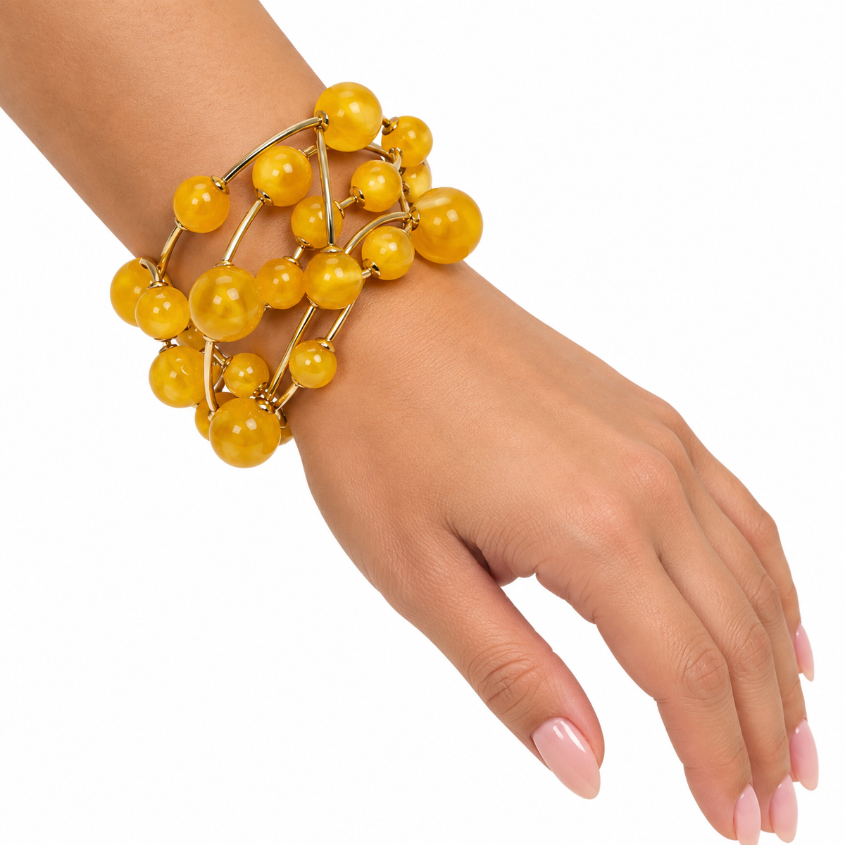 Pulsera de Esferas Amarillas y Doradas