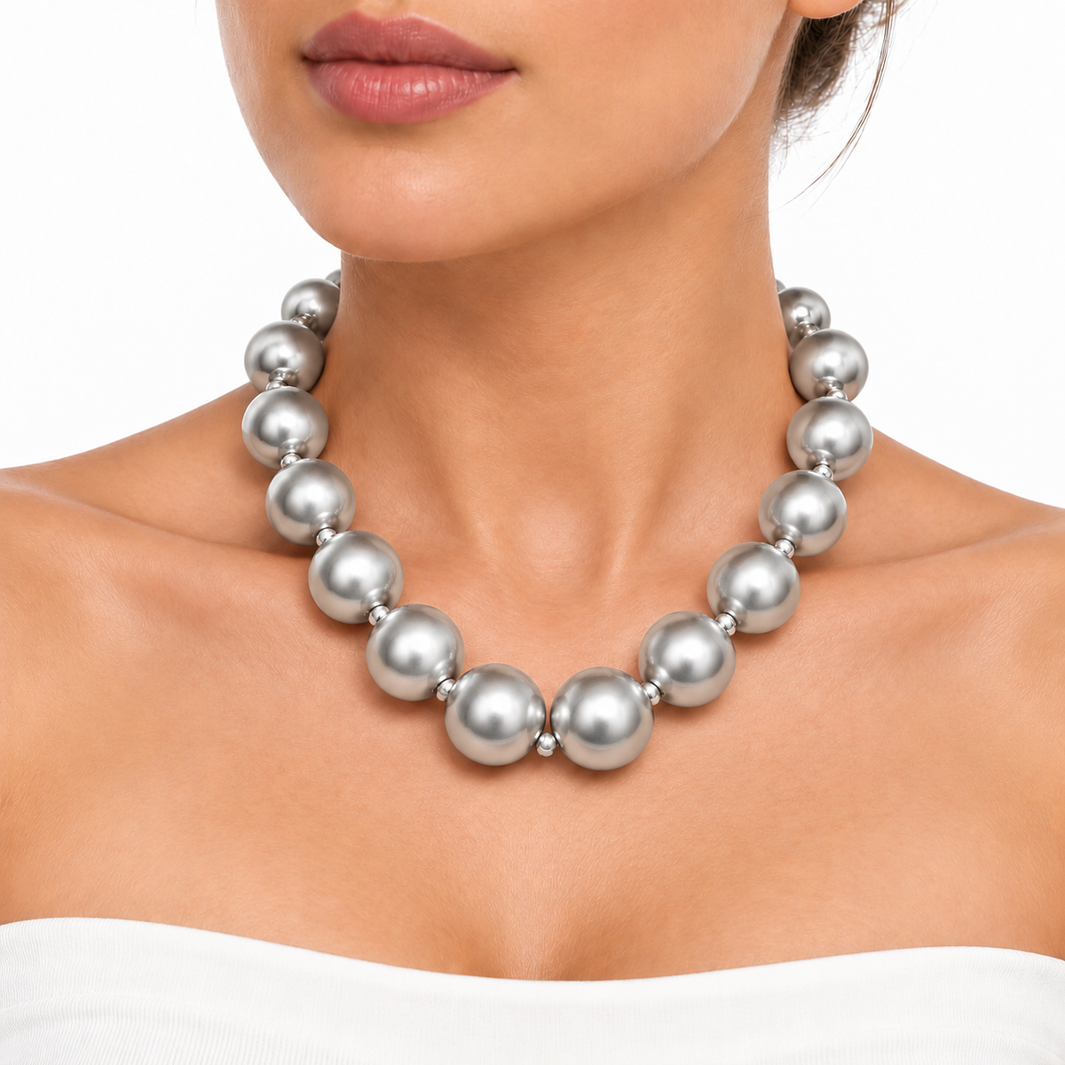 Collar Esferas Silver Mate