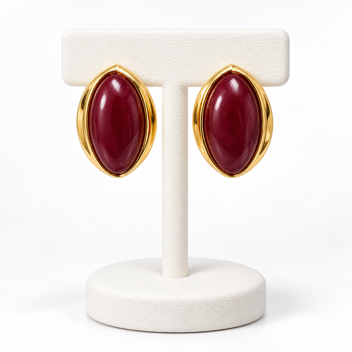 Aretes Piedra Ovalo Vino