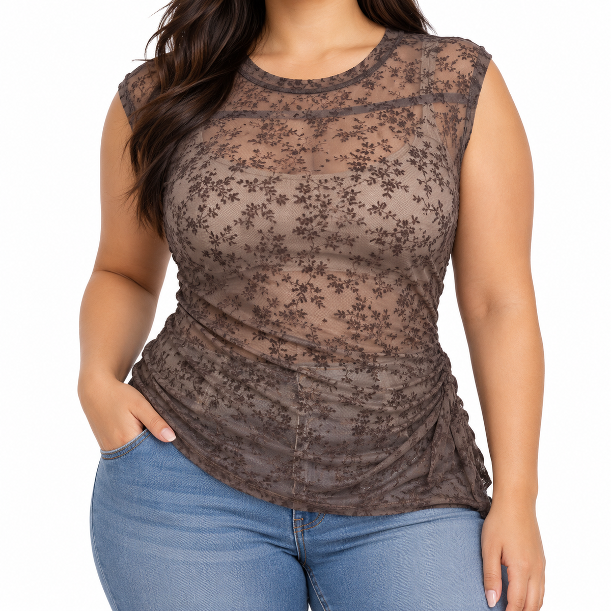 Blusa Floral Taupe