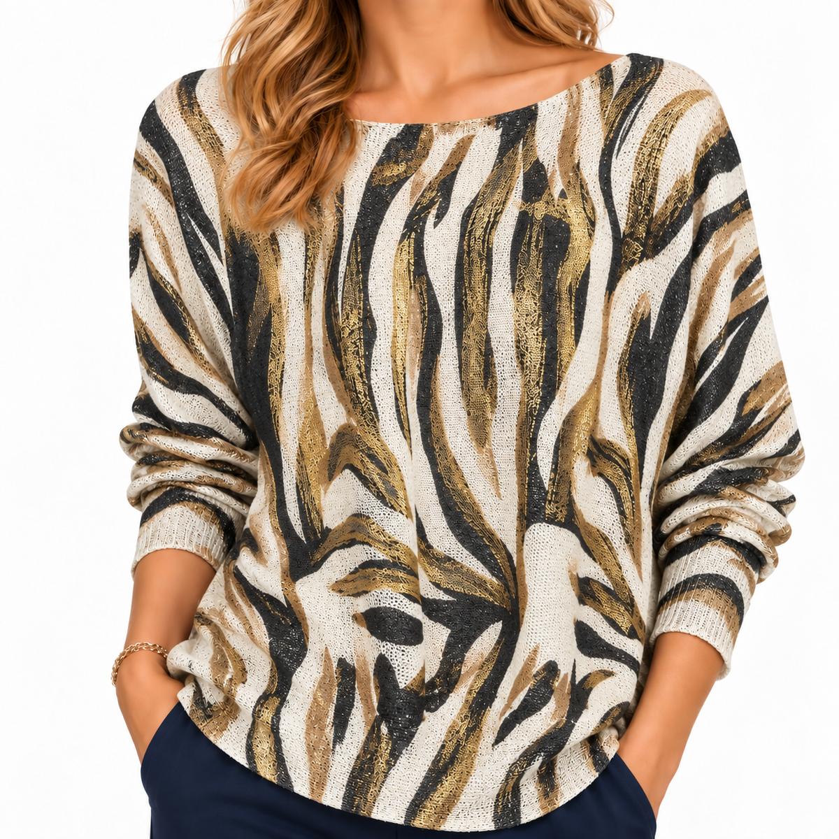Suéter Tejido Zebra Metálico