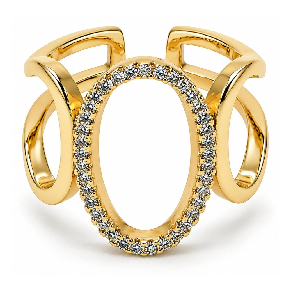 Oro Laminado Multi Stone Ring, Gold Filled Style with White Micro Pave, Polished, Golden Finish