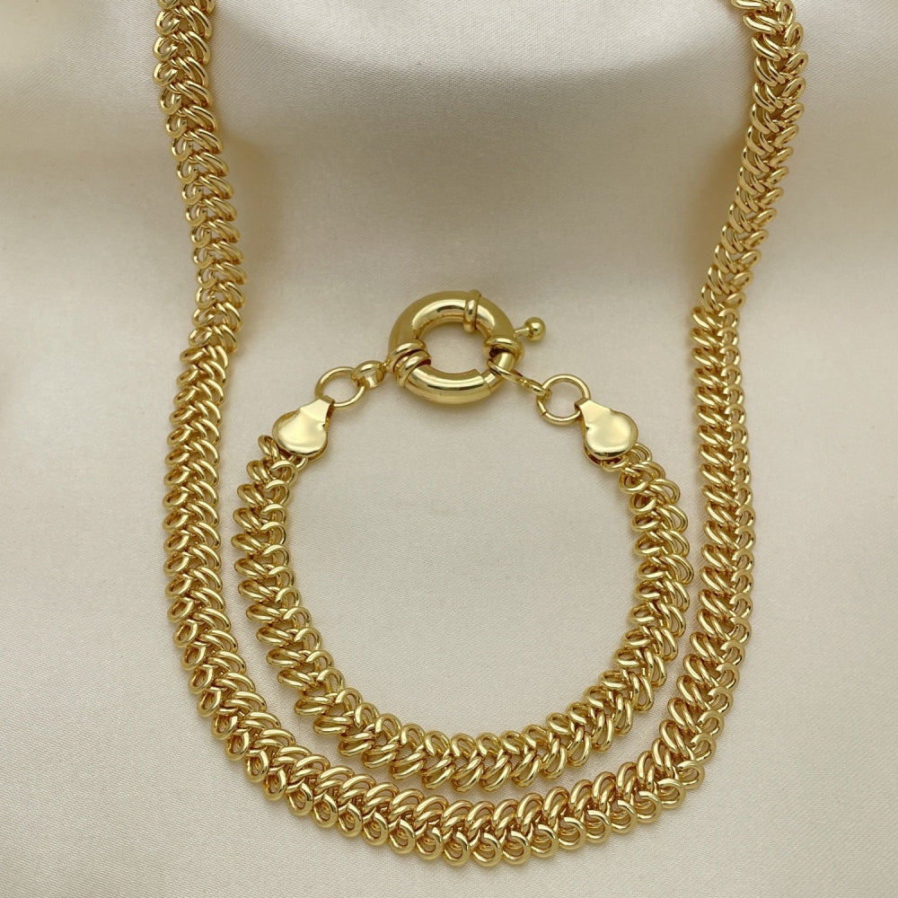 Oro Laminado Necklace and Bracelet, Gold Filled Style Polished, Golden Finish