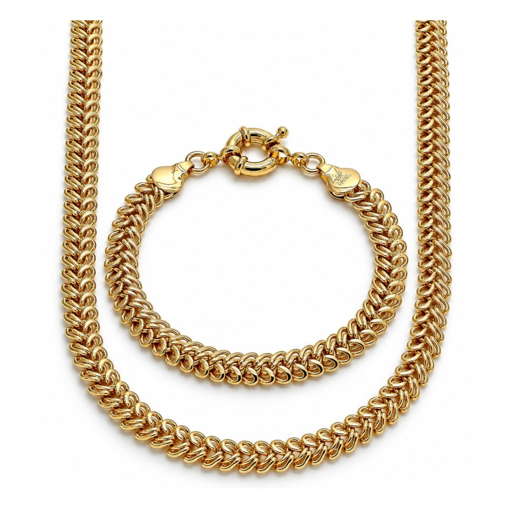 Oro Laminado Necklace and Bracelet, Gold Filled Style Polished, Golden Finish