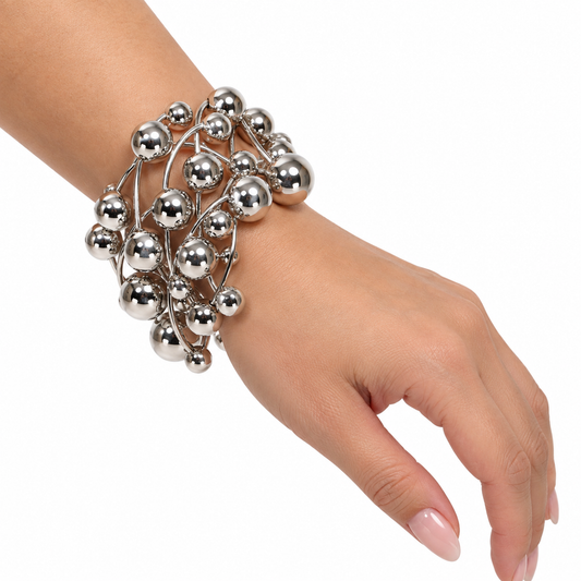 Pulsera de Esferas Plateadas