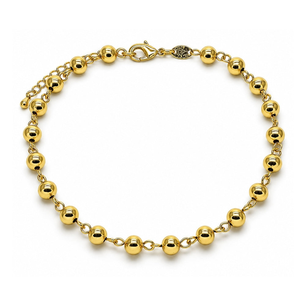 Oro Laminado Fancy Anklet, Gold Filled Style Ball Design, Polished, Golden Finish