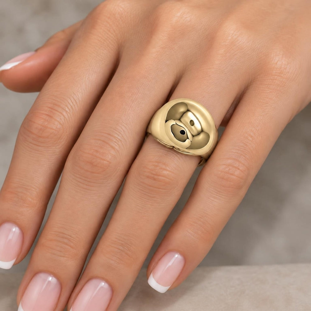 Oro Laminado Elegant Ring, Gold Filled Style Ball Design, Polished, Golden Finish