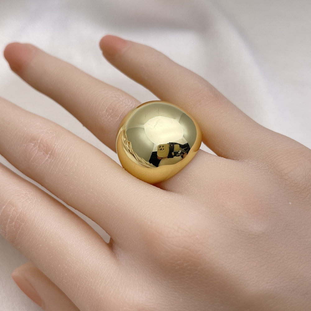 Oro Laminado Elegant Ring, Gold Filled Style Ball Design, Polished, Golden Finish