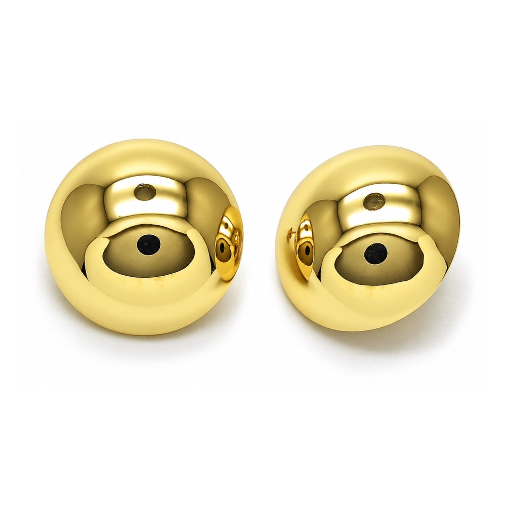 Oro Laminado Stud Earring, Gold Filled Style Ball and Hollow Design, Polished, Golden Finish
