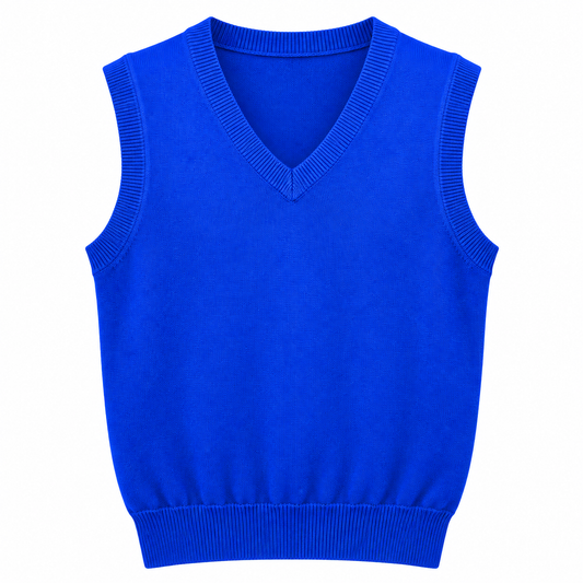 Chaleco Tejido Cuello V Azul Cobalto