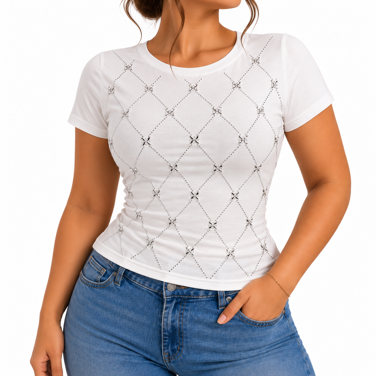 Camiseta con Diseño de Brillos B336