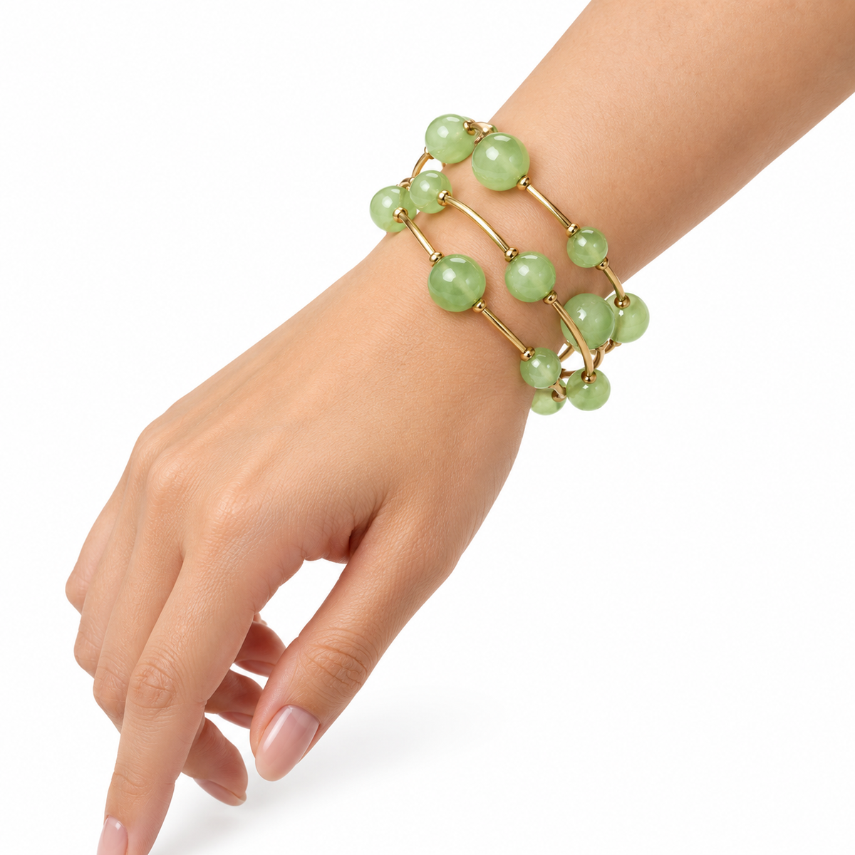 Pulsera Verde Claro y Dorada