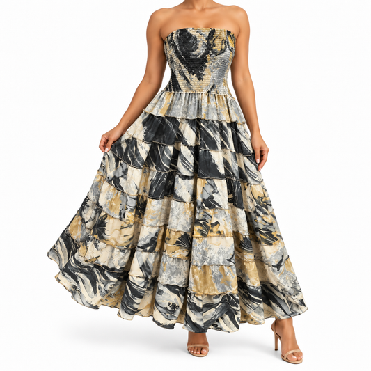 Vestido Maxi Marmoleado