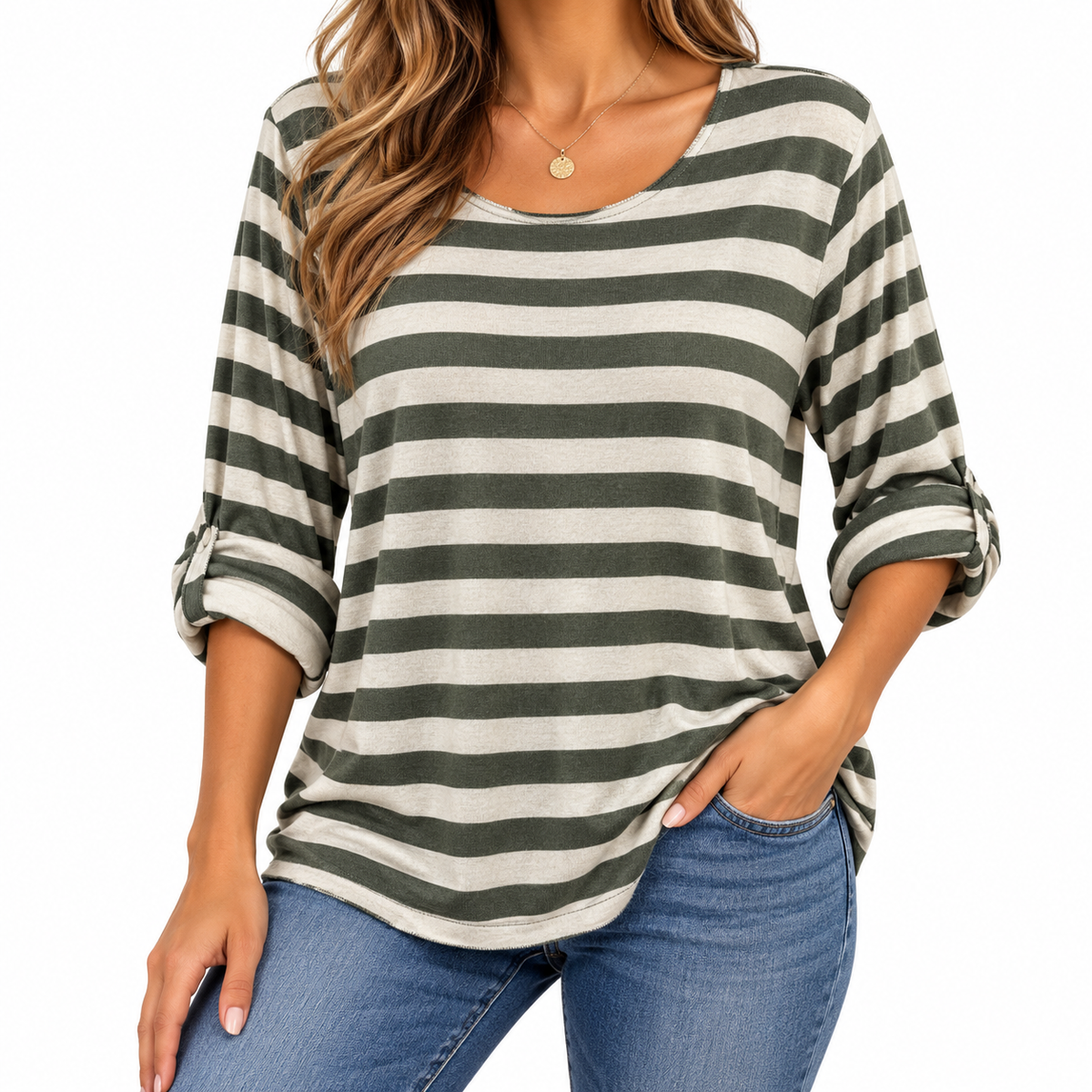 Sweater Italiano Verde y Crema