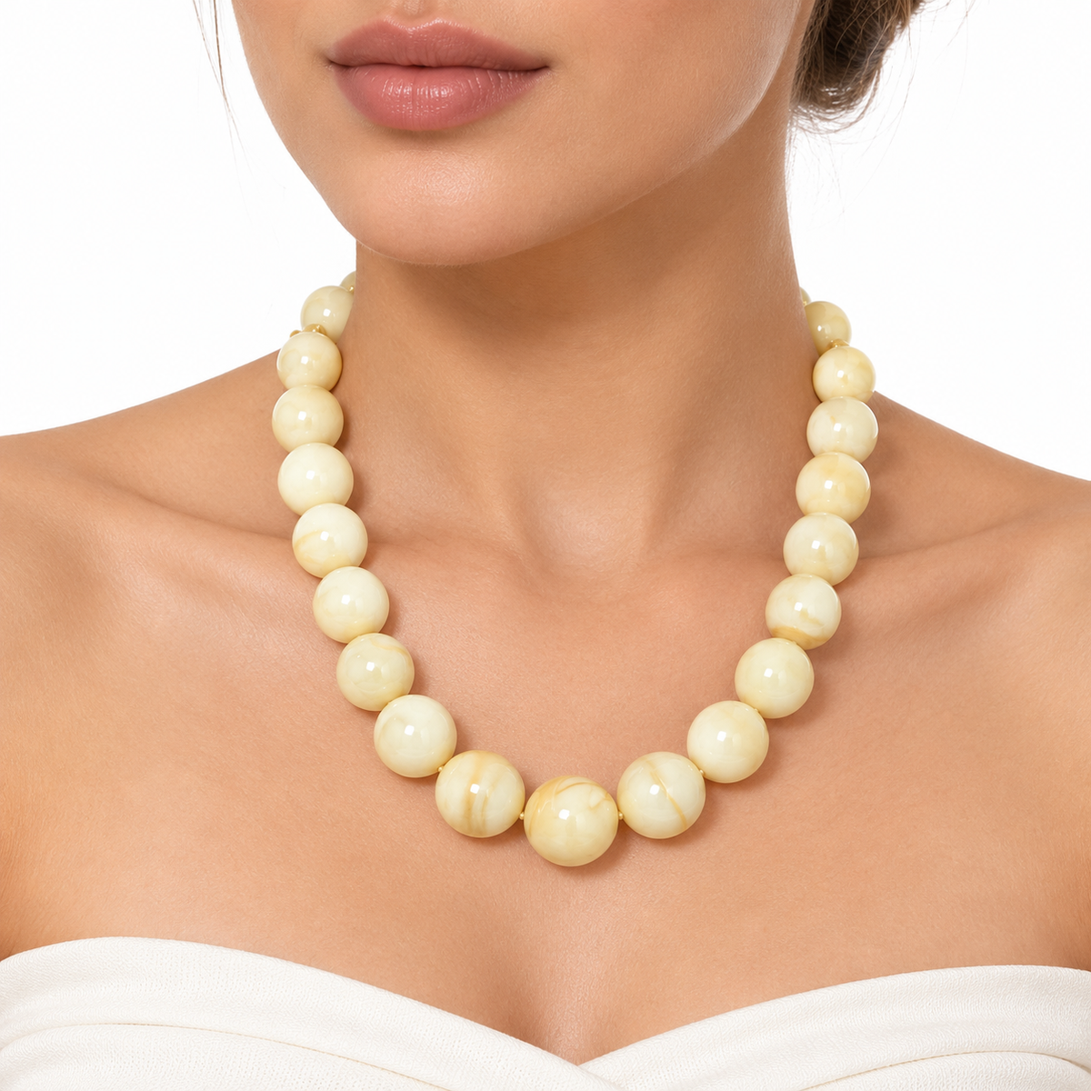 Collar Esferas Marfil