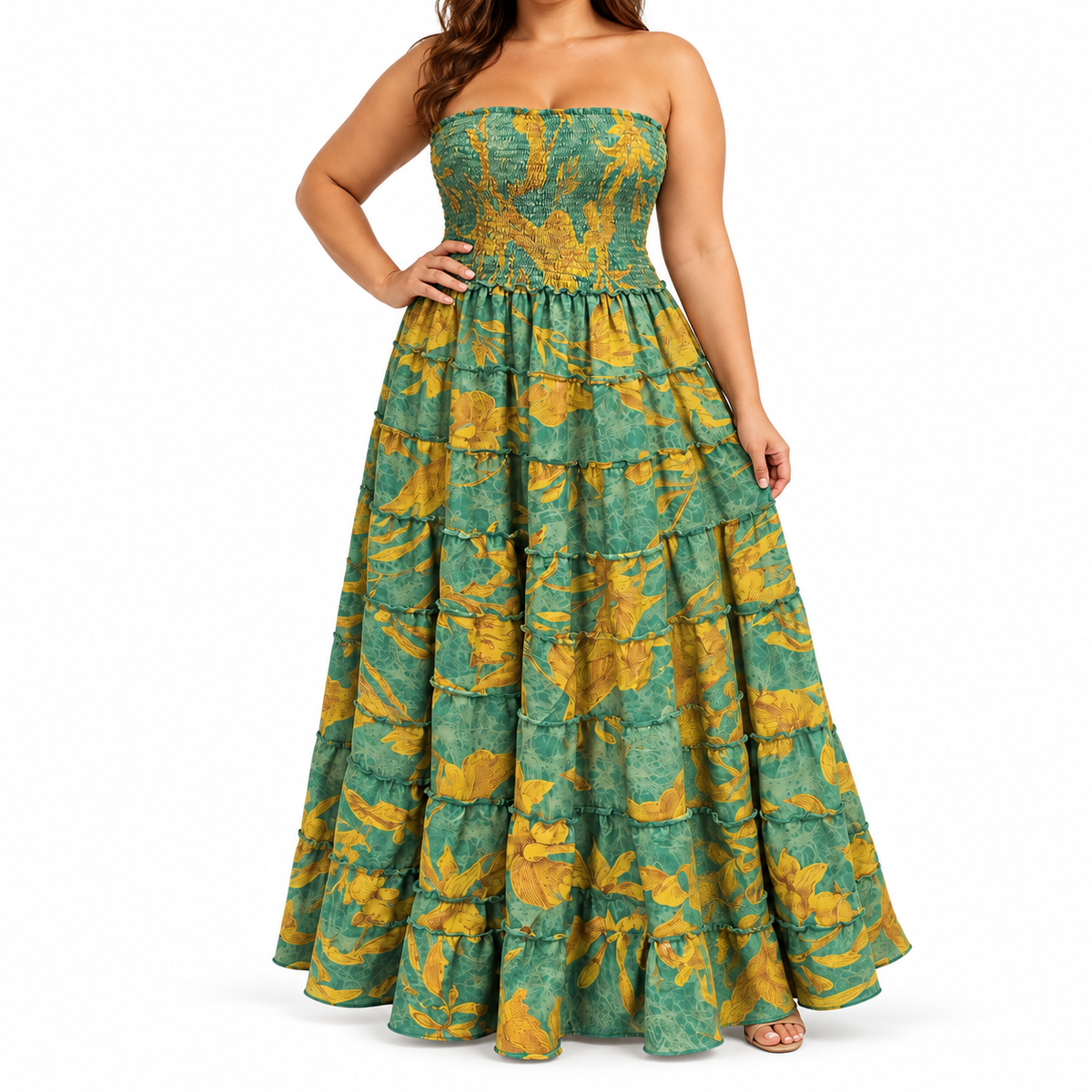Vestido Maxi Verde Mostaza