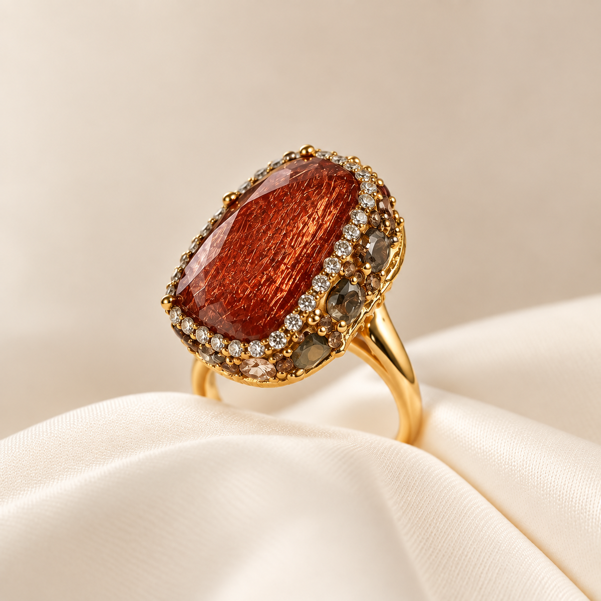 Anillo de Piedra y Brillo  Terracotta