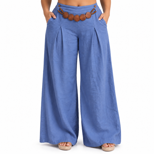 Pantalón Palazzo de Lino Azul