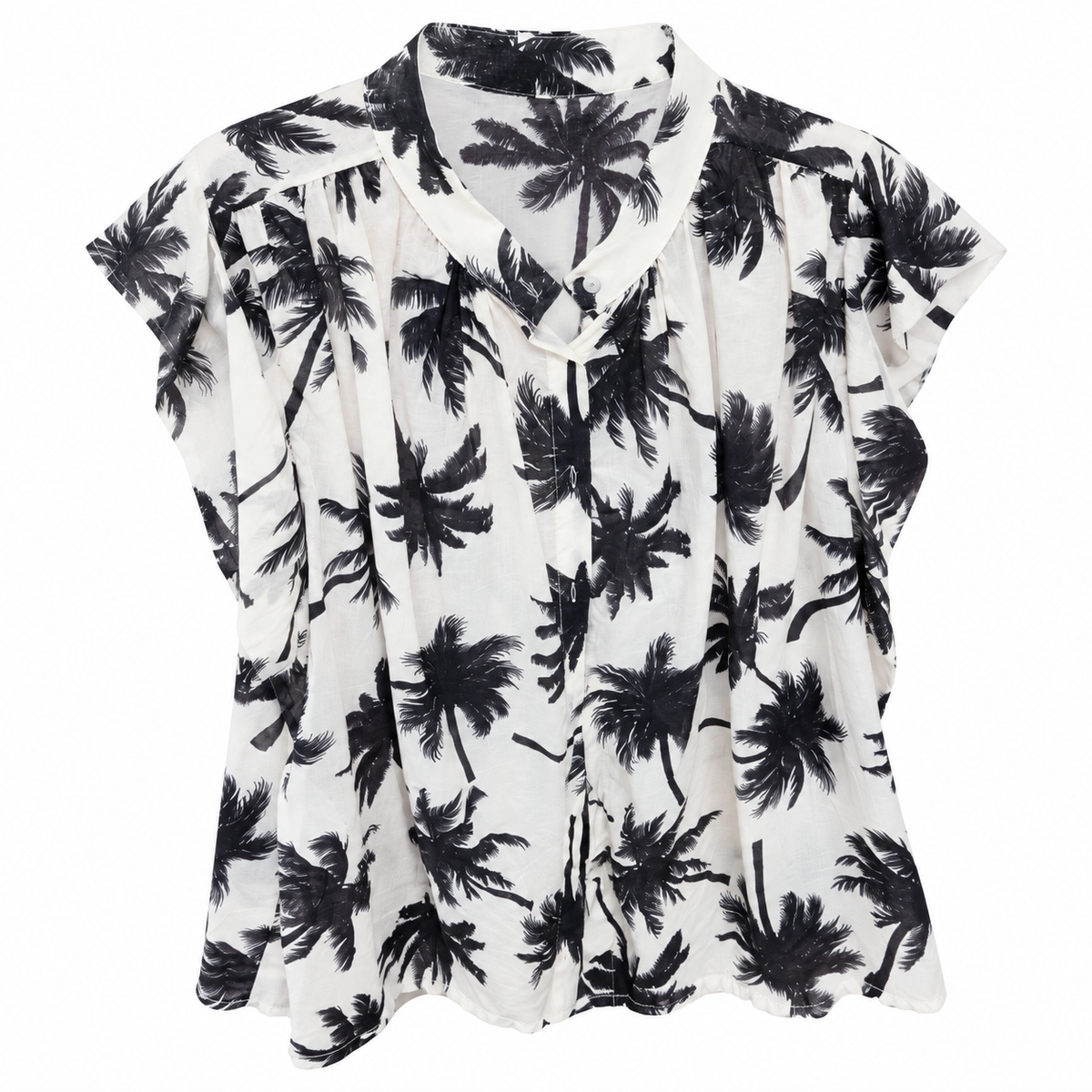 Blusa Palmeras Blanco y Negro