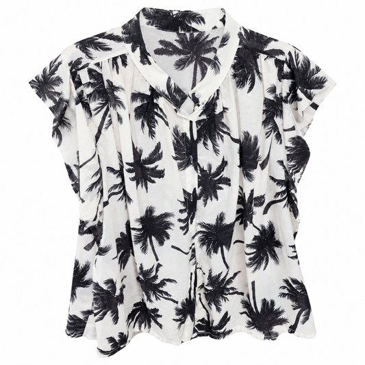Blusa Palmeras Blanco y Negro