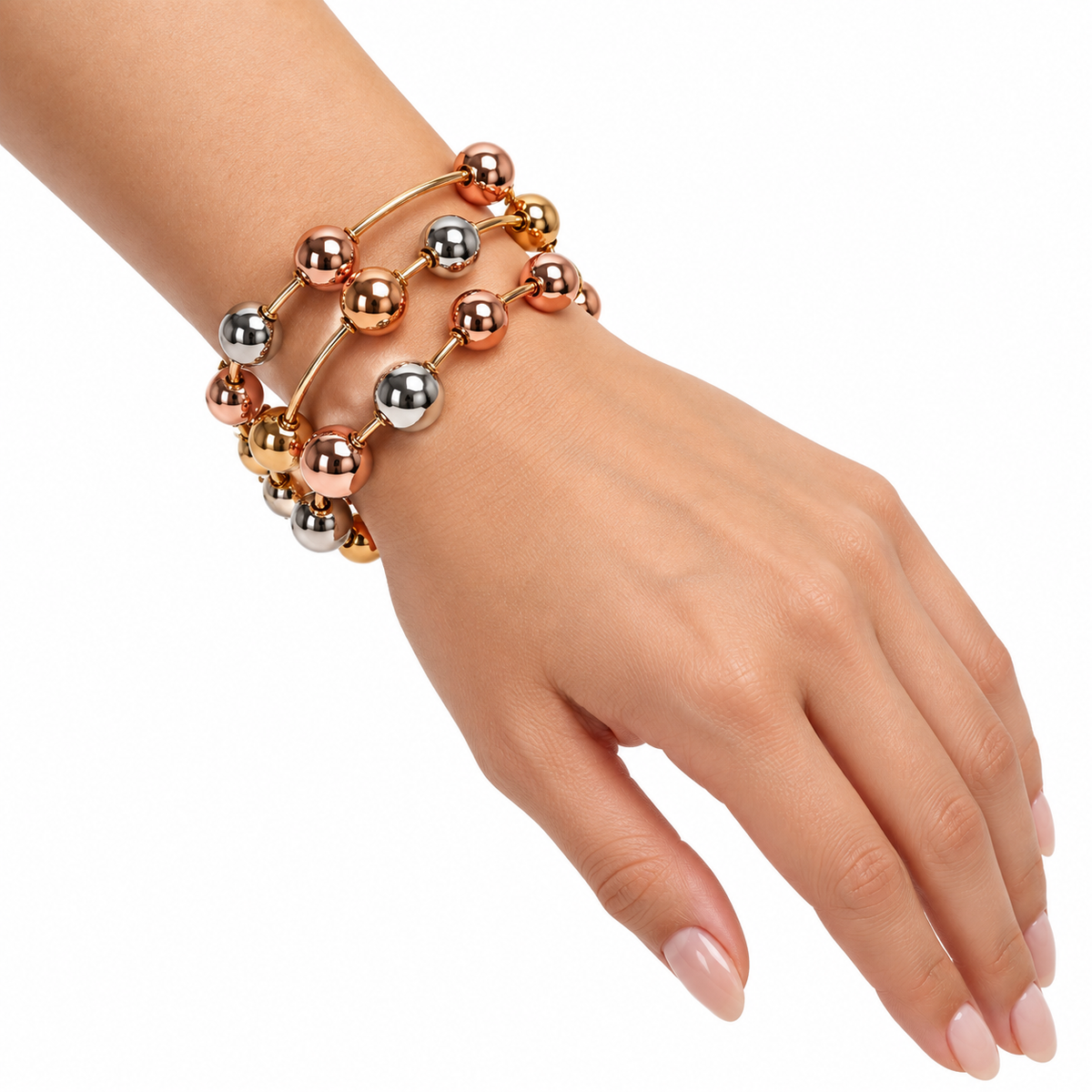 Pulsera de Esferas Metálicas Multitono