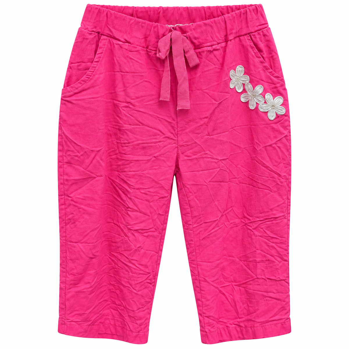 Pantalón Capri Fucsia con Bordado Floral