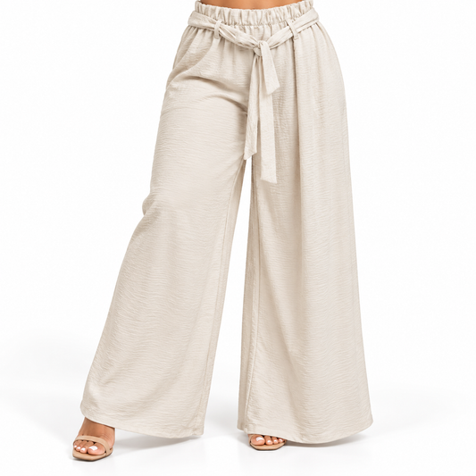 Pantalón Palazzo Texturizado Marfil