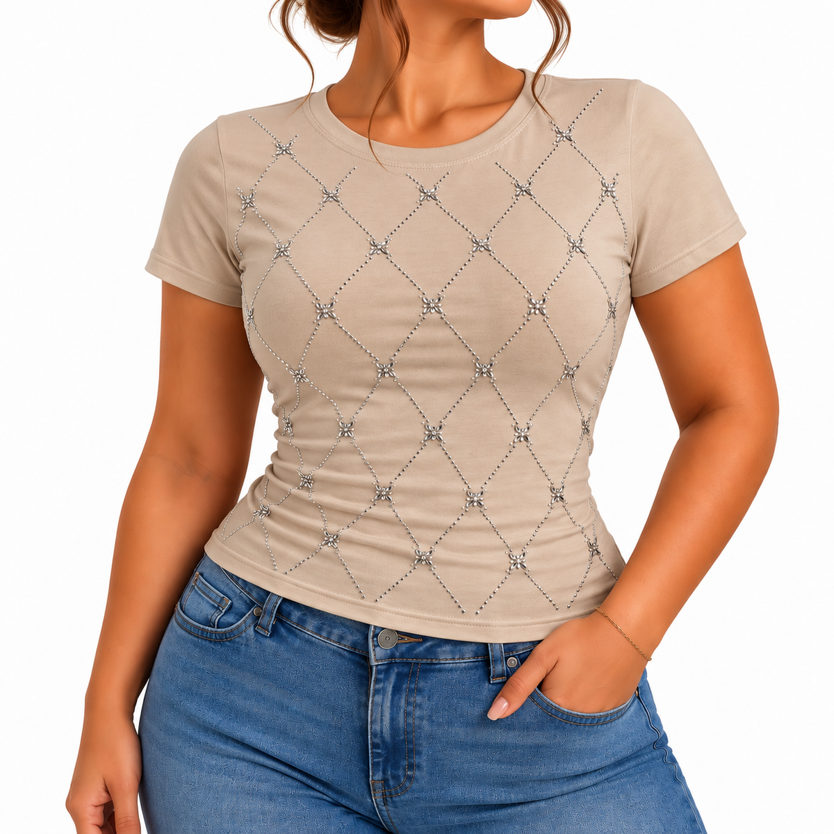 Camiseta con Diseño de Brillos B336