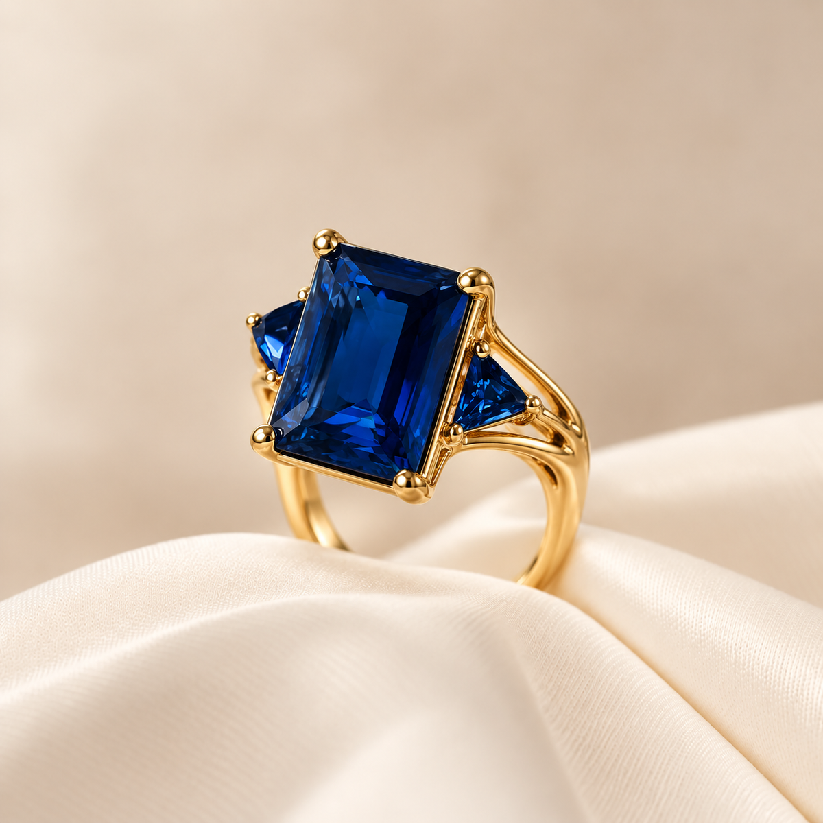 Anillo Gema Imperial Azul Zafiro