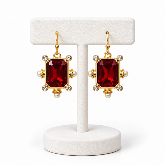 Aretes Gema Imperial Rojo