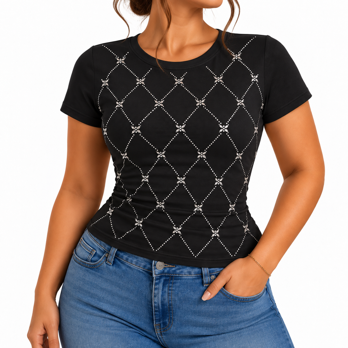 Camiseta con Diseño de Brillos B336