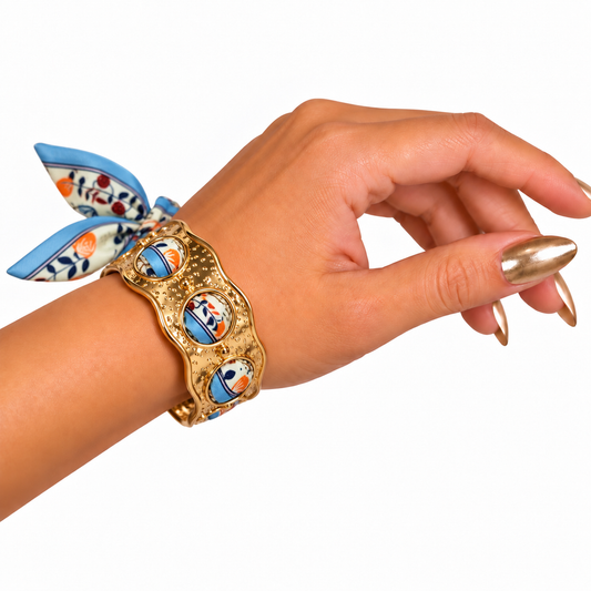 Pulsera Éclat Ajustable Azul Floral
