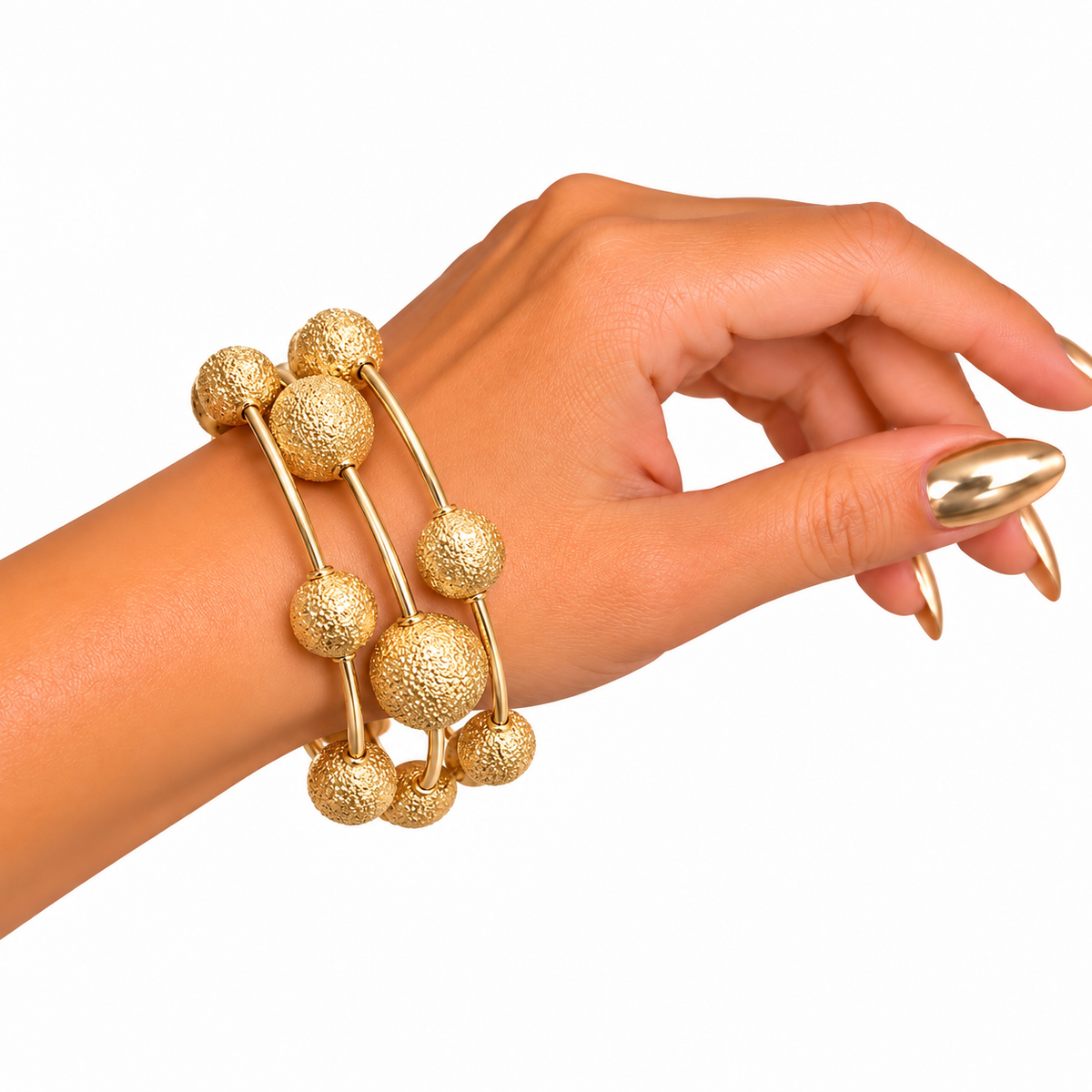 Pulsera Esferas Dorada Texturizada