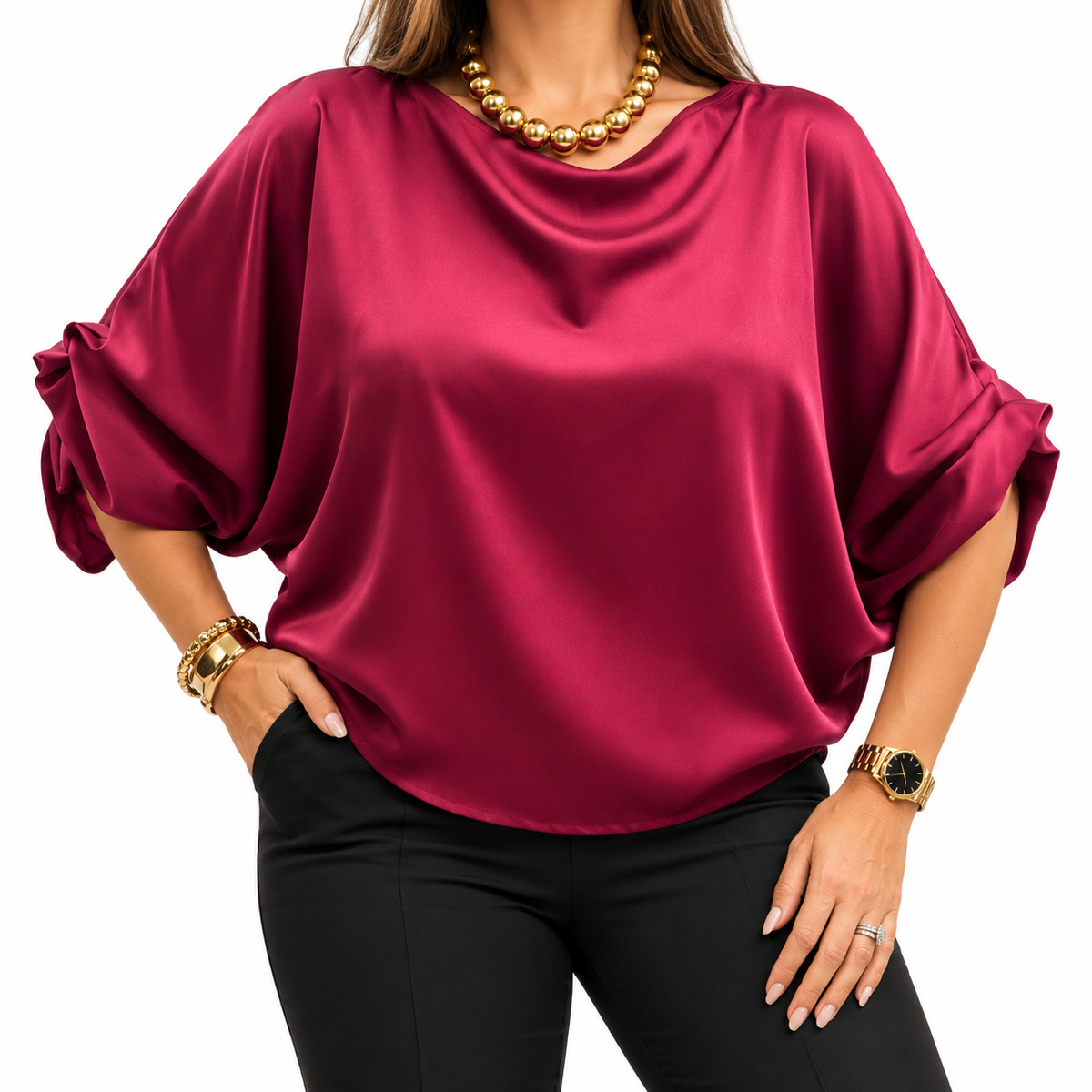 Blusa de Seda Italiana Vino