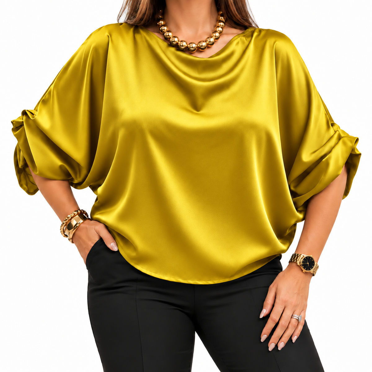 Blusa de Seda Italiana Mostaza