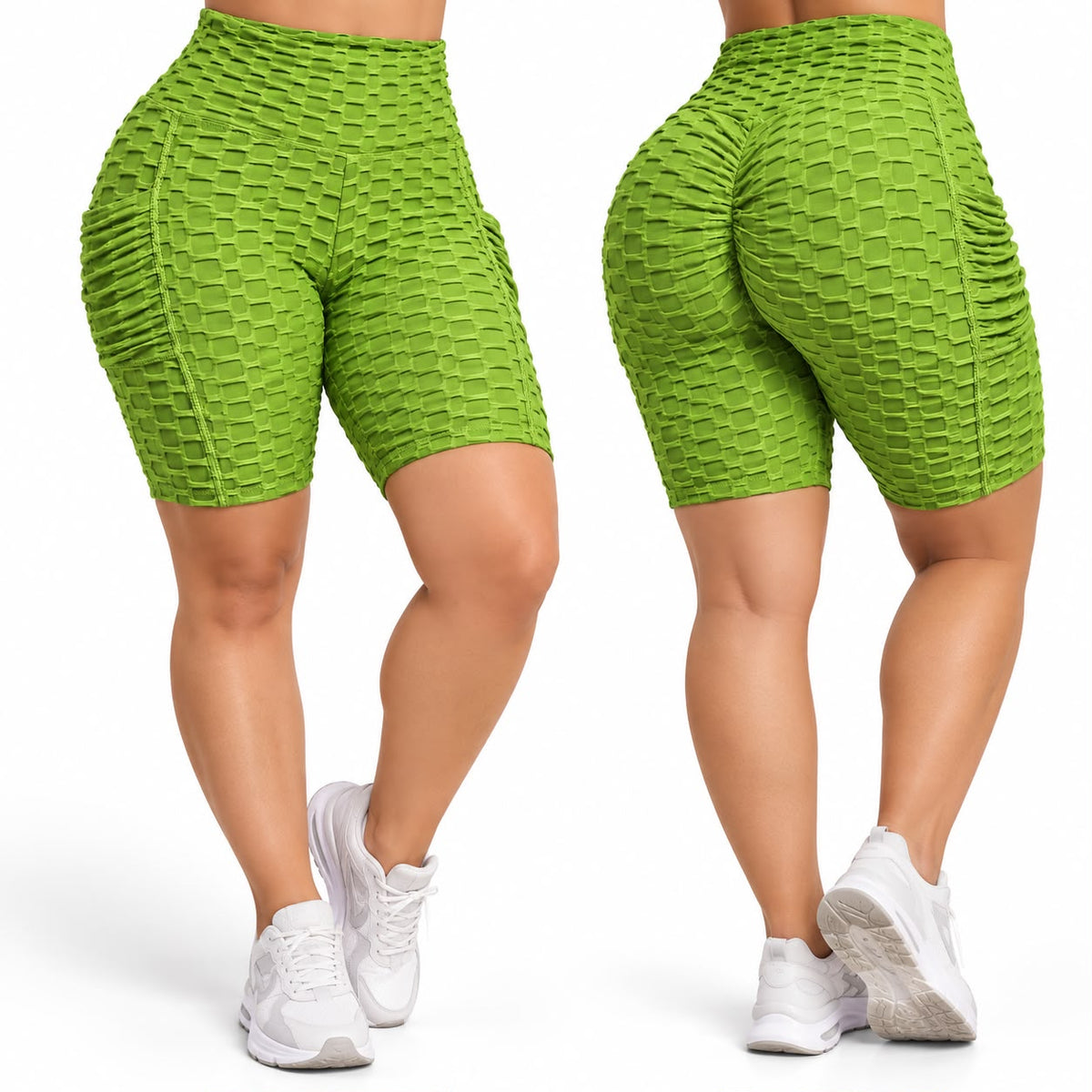 Short Biker Verde Texturizado