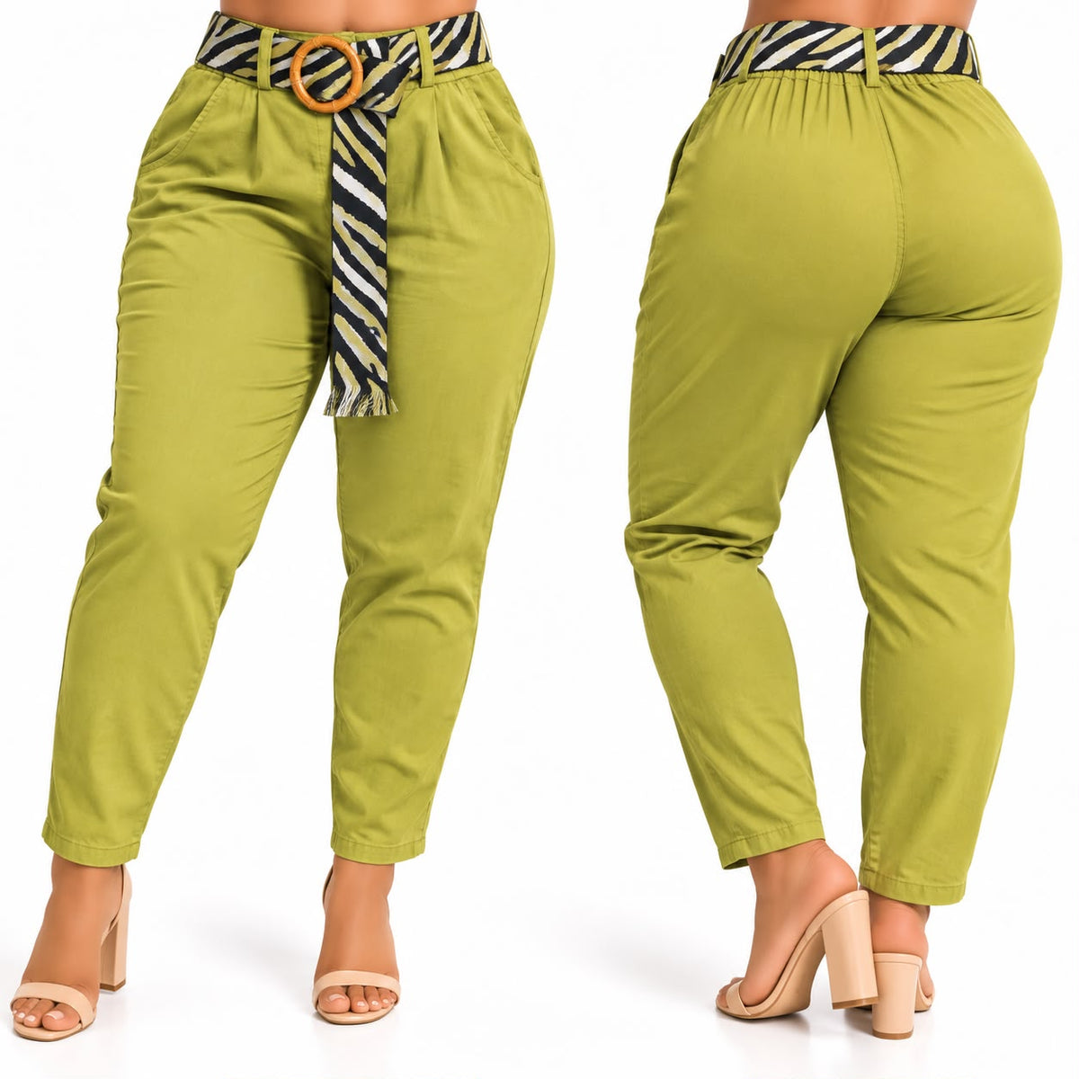 Pantalón con Cinturón Animal Print