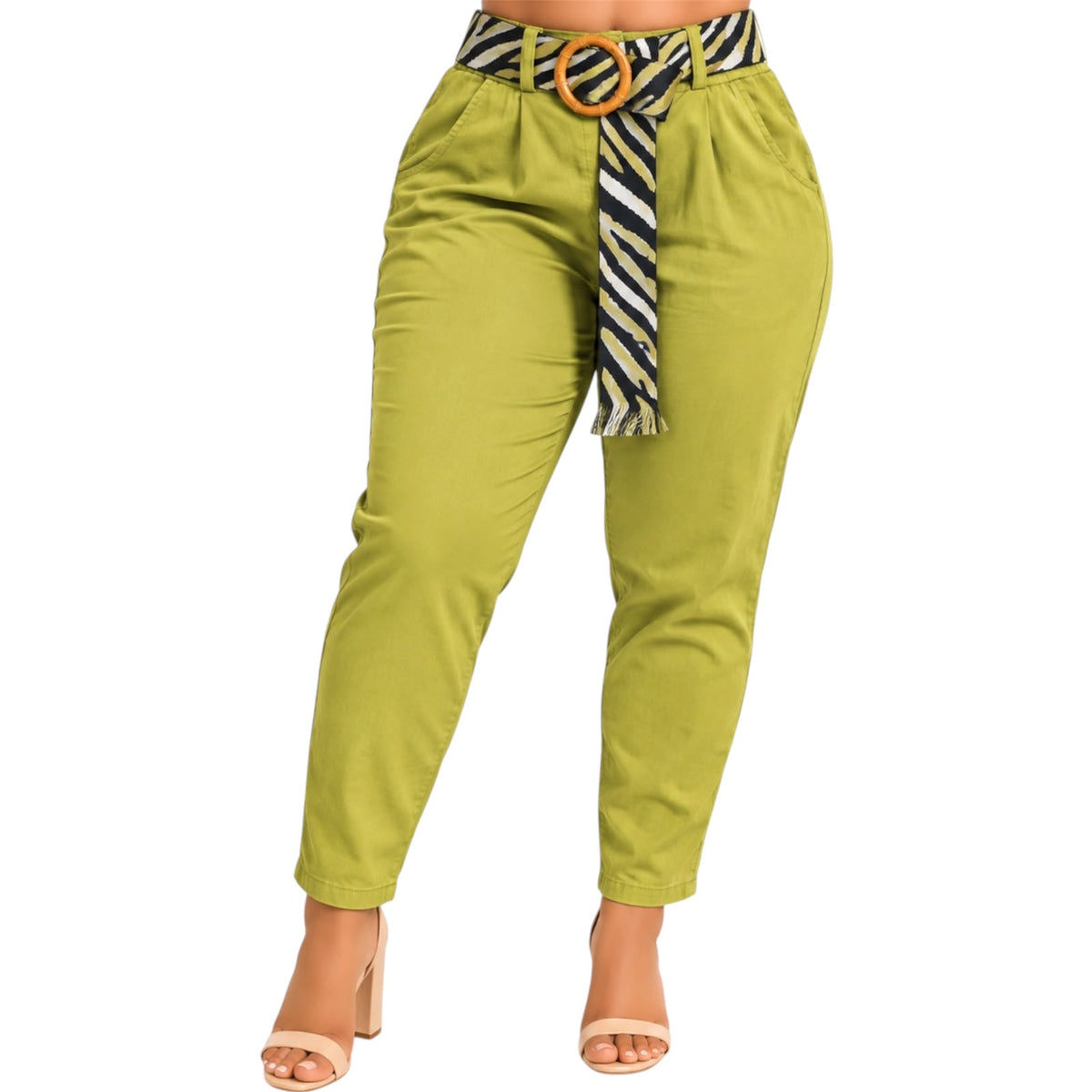 Pantalón con Cinturón Animal Print
