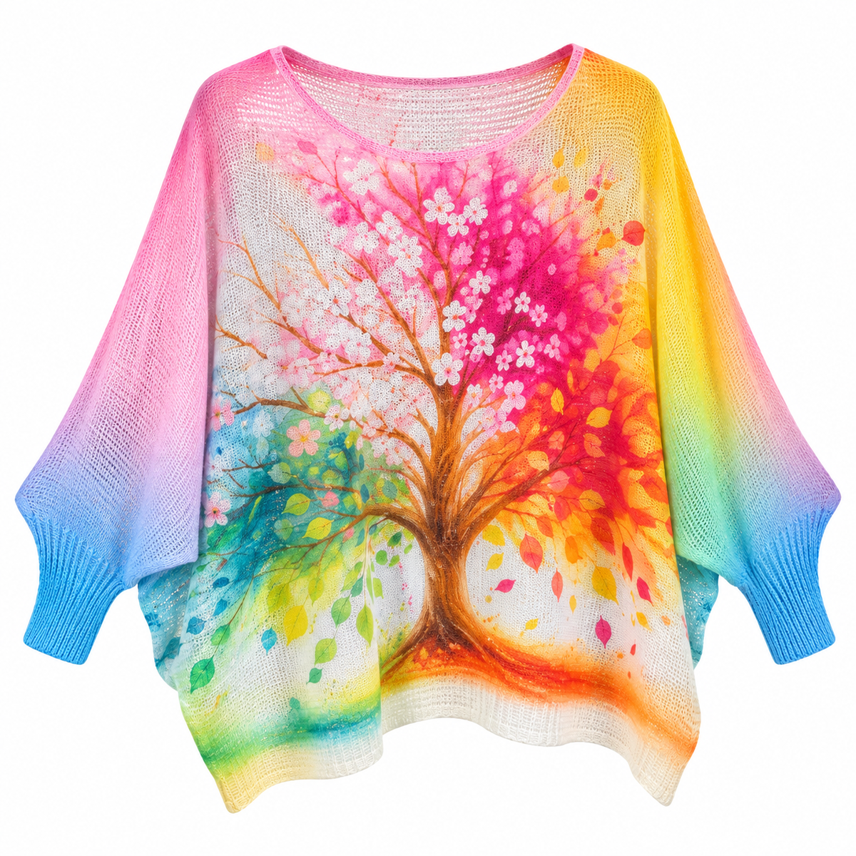 Suéter Batwing Árbol de la Vida Acuarela Multicolor