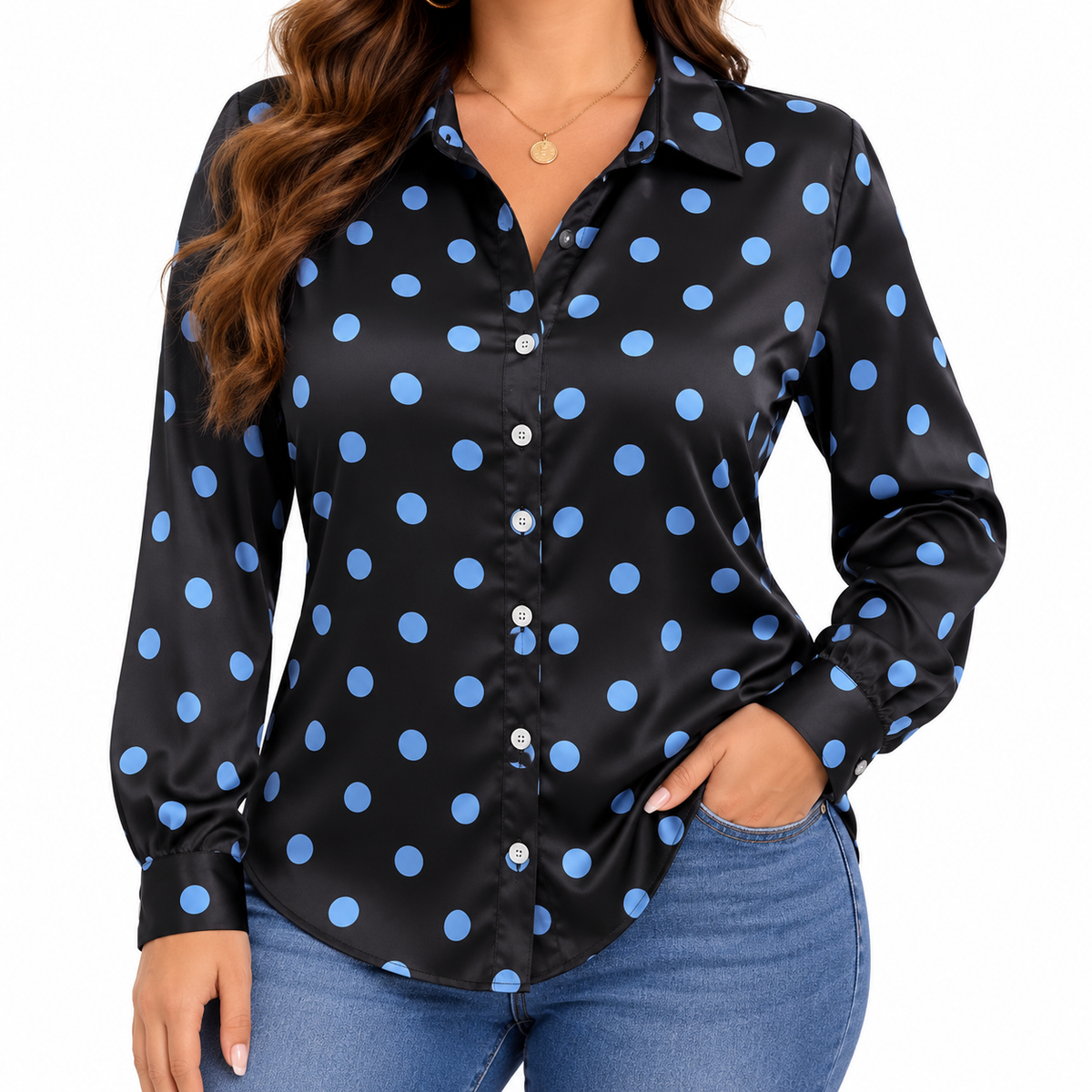 Camisa Lunares Azul