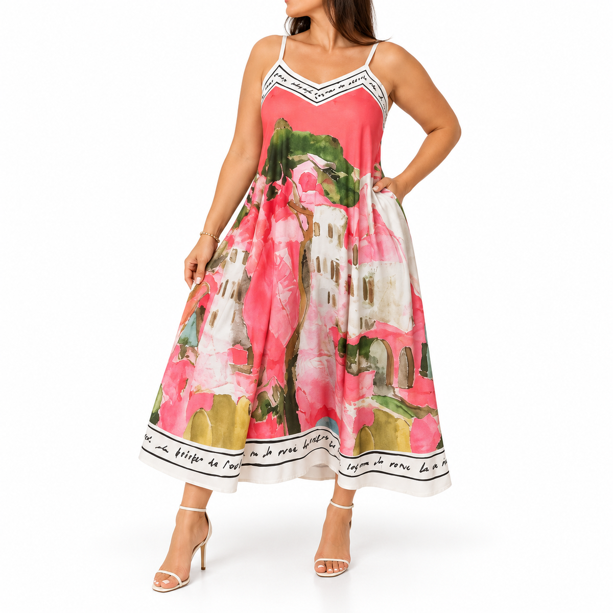 Vestido Maxi Rosa Italiano