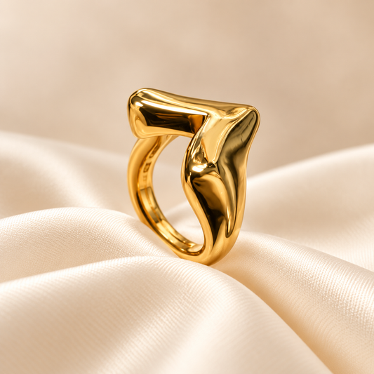 Anillo Metal Corazon Dorado 02