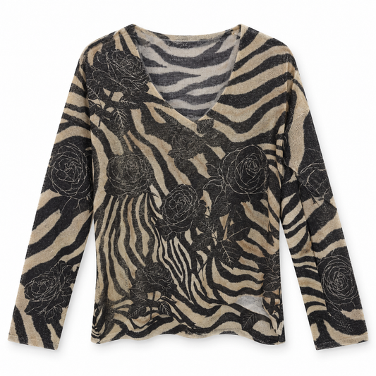 Suéter Estampado Animal Print con Rosas