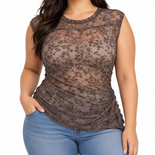 Blusa Floral Taupe