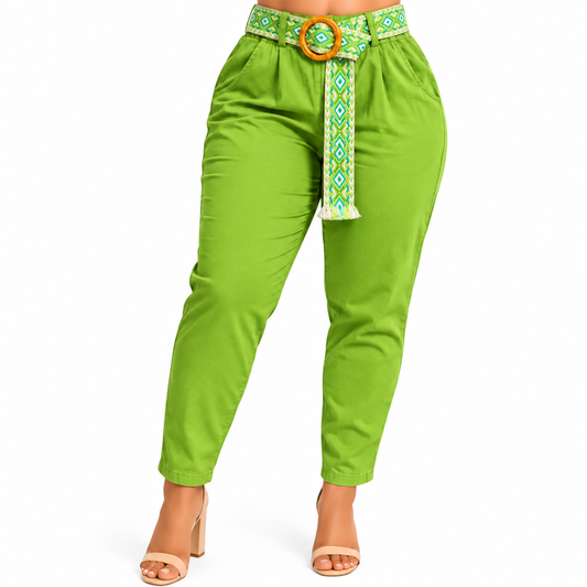 Pantalón Verde con Cinturón