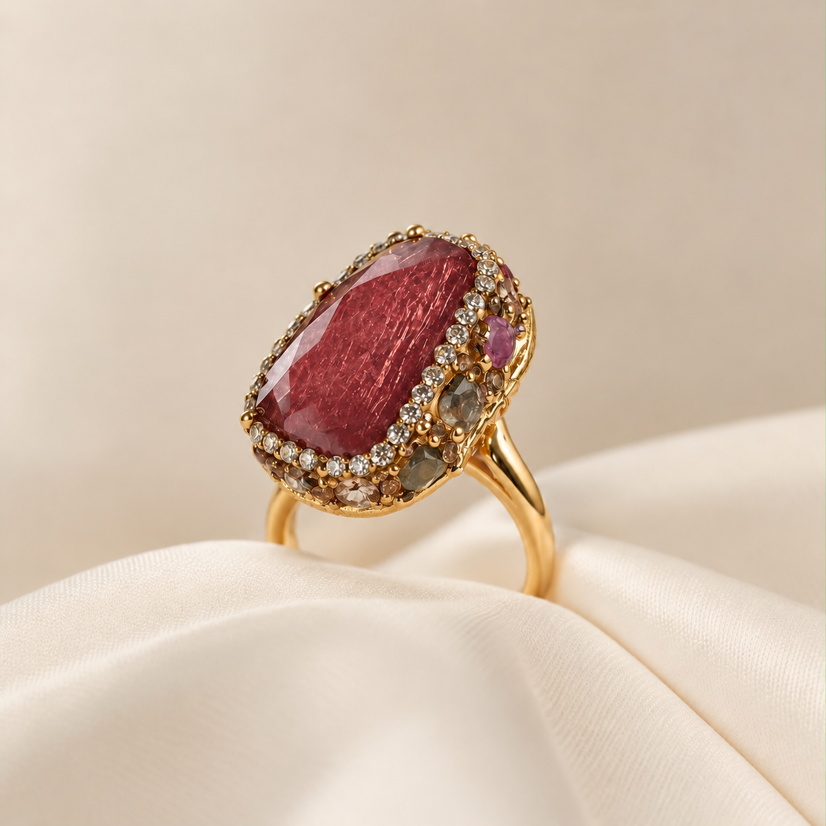 Anillo de Piedra y Brillo Palo de Rosa
